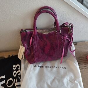 Aimee Kestenberg Fuchsia Snake Print Satchel